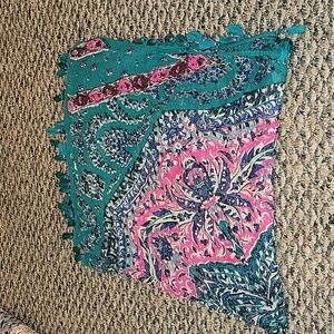 American Eagle Square teal and pink scarf